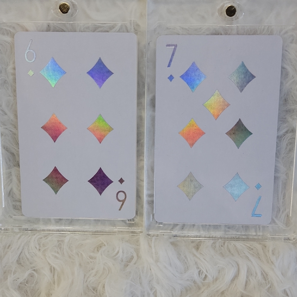 6-7 NWOT Dior JOY Holographic Playing Cards, 6 & 7 of Diamonds